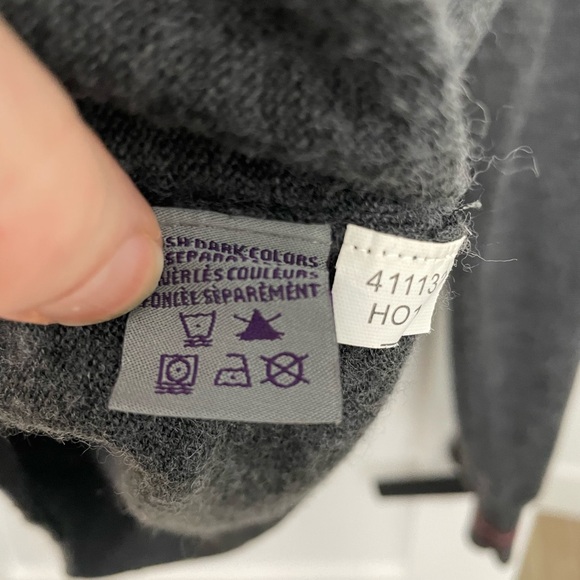 [xl] SOLITUDE Cardigan Wool men’s button down classic Grey with Burgundy Trim - Picture 7 of 7